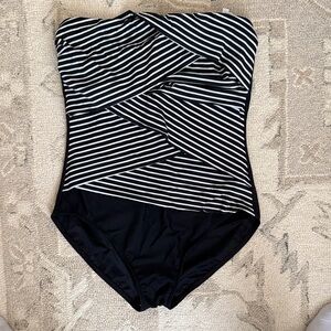 Miraclesuit Striped Black & White One-Piece Swimsuit